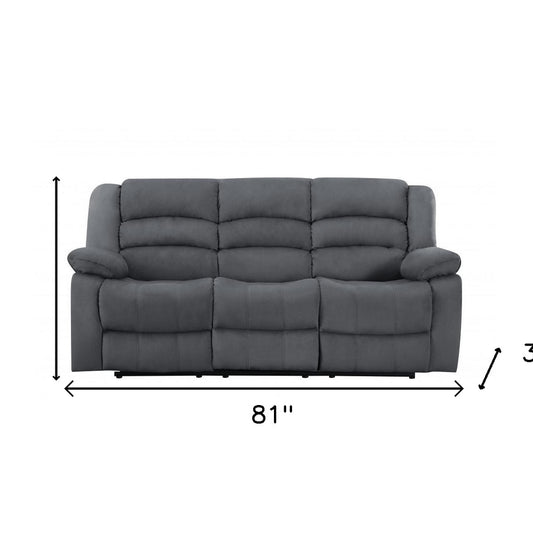 81" Gray Microsuede Manual Gliding Recliner