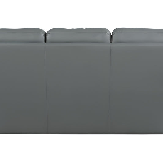 85" Gray Leather Sofa With Silver Legs