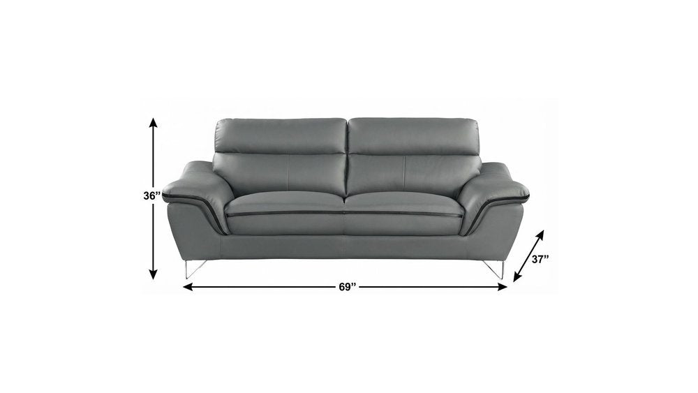 69" Gray And Silver Faux Leather Love Seat