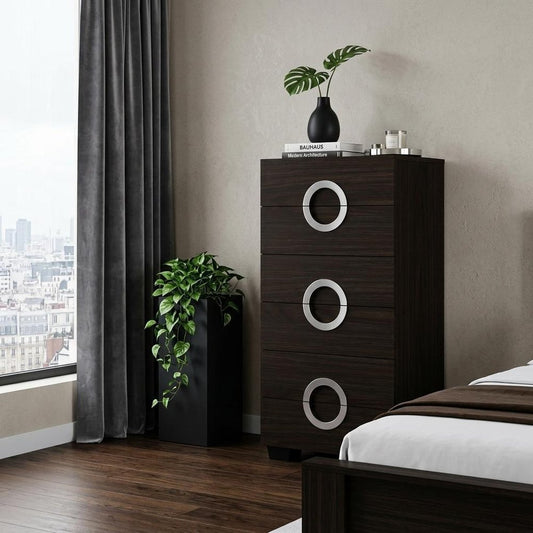 25" Brown Wood Six Drawer Dresser