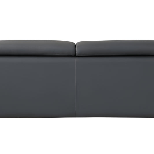 87" Dark Gray Italian Leather Sofa With Silver Legs