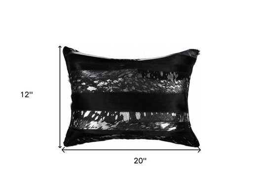 12" X 20" Natural And Gold Cowhide Throw Pillow