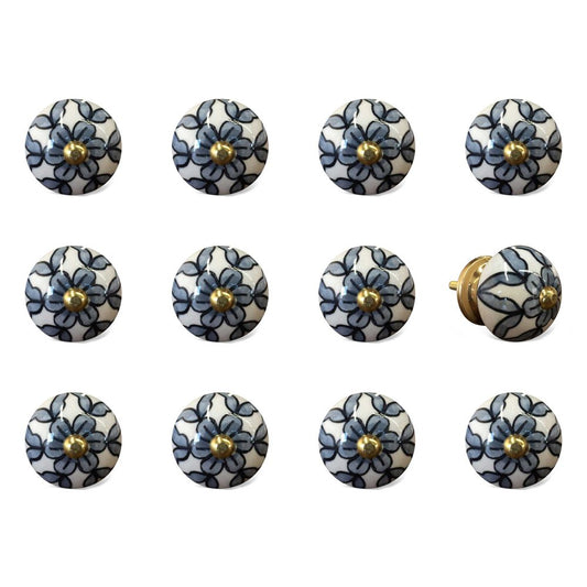 1.5" X 1.5" X 1.5" White Blue And Black Knobs 12 Pack