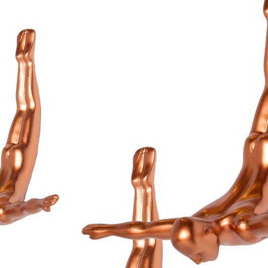 Set of Three Black Resin Diving Man Hanging Dimensional Sculpture