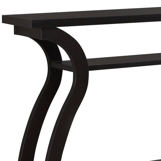 47" Espresso Floor Shelf Console Table With Storage