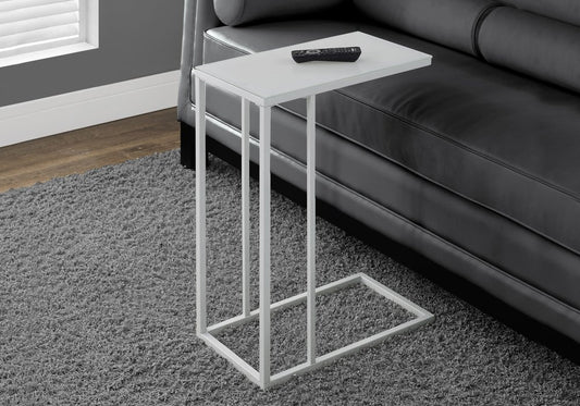 18.25" X 10.25" X 24" White Metal Tempered Glass Accent Table