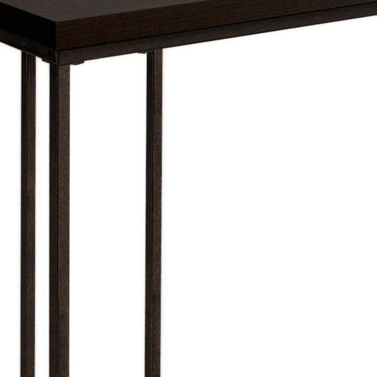 18.25" X 10.25" X 25.25" Cappuccino Particle Board Metal Accent Table