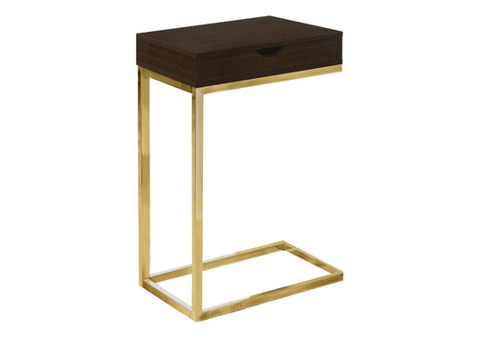 10.25" X 15.75" X 24.5" Grey Finish And Laminated Metal Accent Table