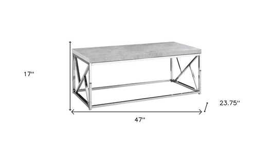 47" Gray And Silver Iron Coffee Table