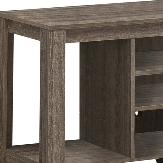 48" Taupe Wood Open Shelving TV Stand