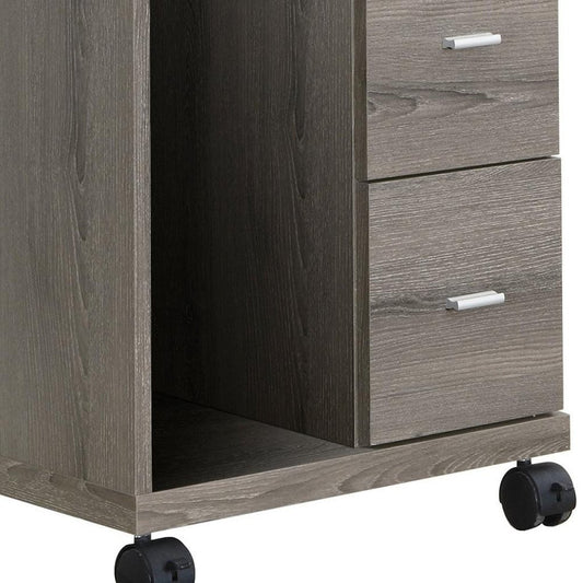 17.75" X 17.75" X 23" Dark Taupe Particle Board Hollow Core 2 Drawers Office Cabinet