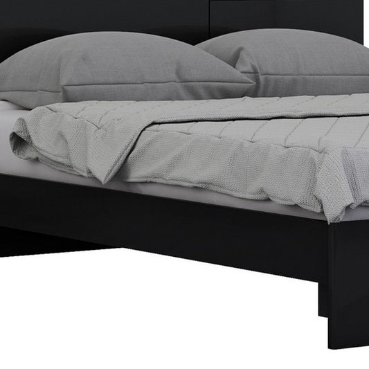 Black Solid Wood King Bed Frame