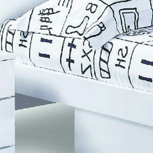 80'" X 60'" X 42.5'" Modern Queen White High Gloss Bed