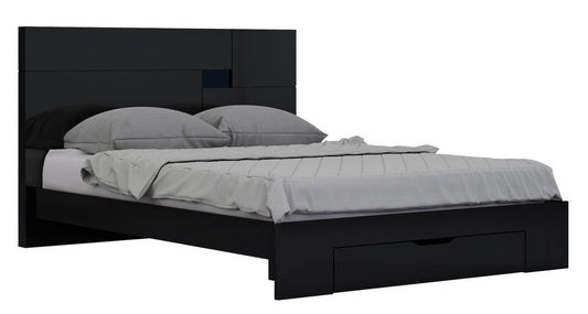 Black Solid Wood Queen Bed Frame