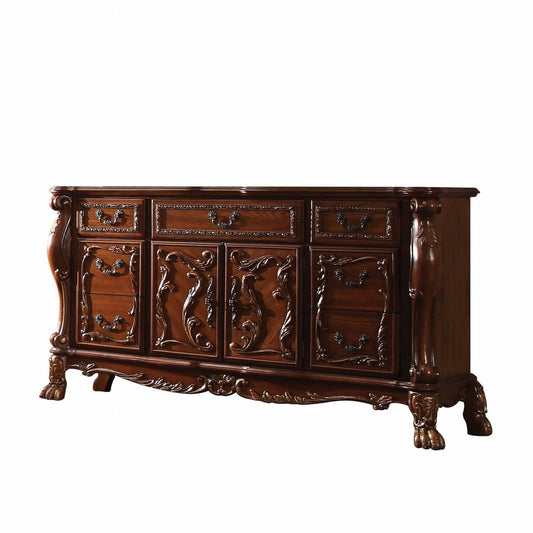 20" X 66" X 38" Cherry Oak Wood Poly Resin Dresserserver