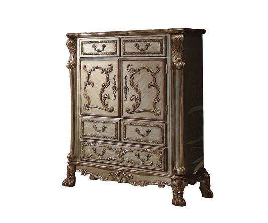 20" Brown Solid Wood Five Drawer