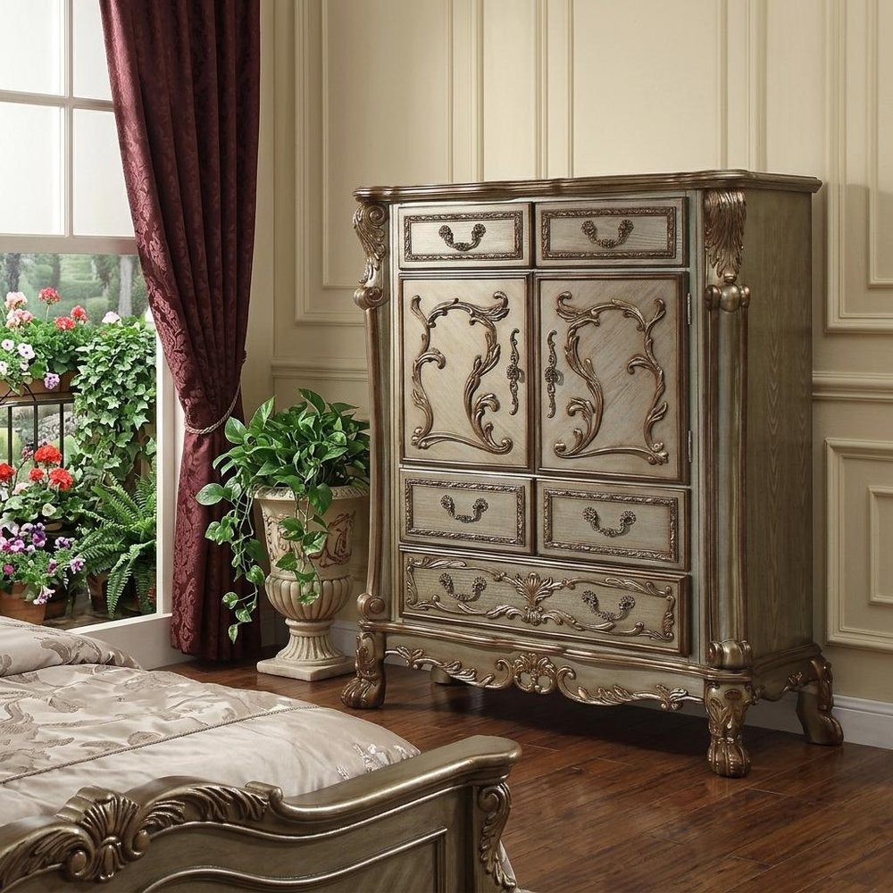 20" Brown Solid Wood Five Drawer