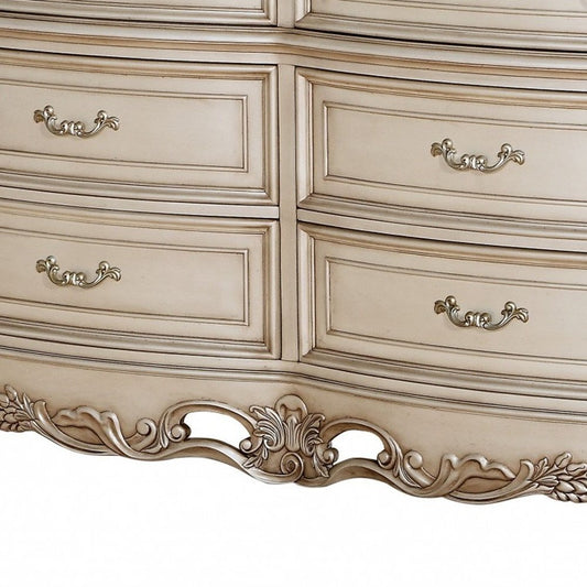 21" Beige Solid Wood Double Dresser