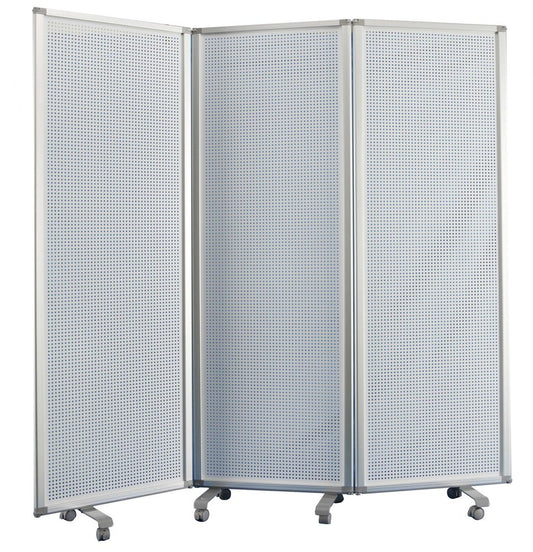 71" White Iron Folding Six Panel Screen Room Divider