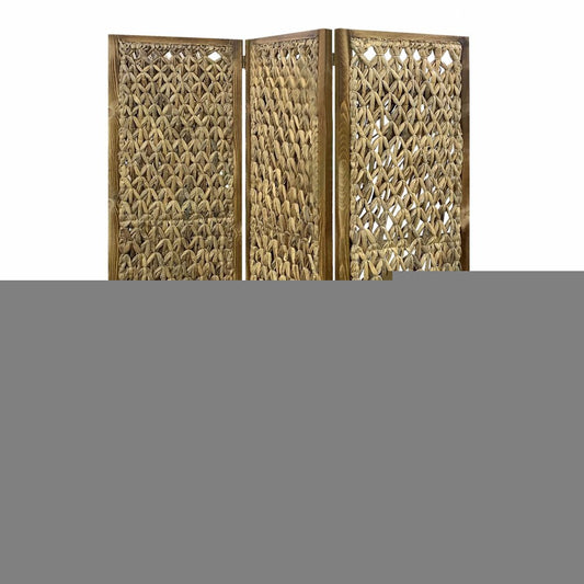 67" Brown Folding Three Panel Screen Room Divider