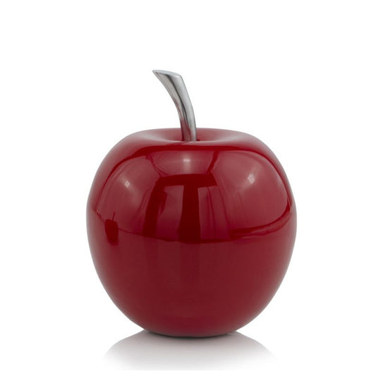 13" Silver Buffed Aluminum Decorative Apple Tabletop Sculpture
