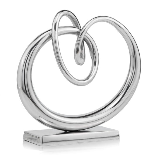 17" Silver Buffed Aluminum Modern Abstract Tabletop Sculpture