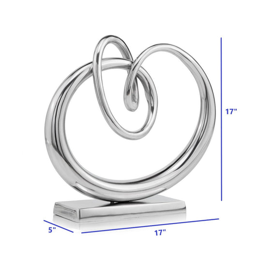 17" Silver Buffed Aluminum Modern Abstract Tabletop Sculpture