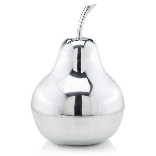 7" Silver Buffed Aluminum Decorative Pear Tabletop Sculpture