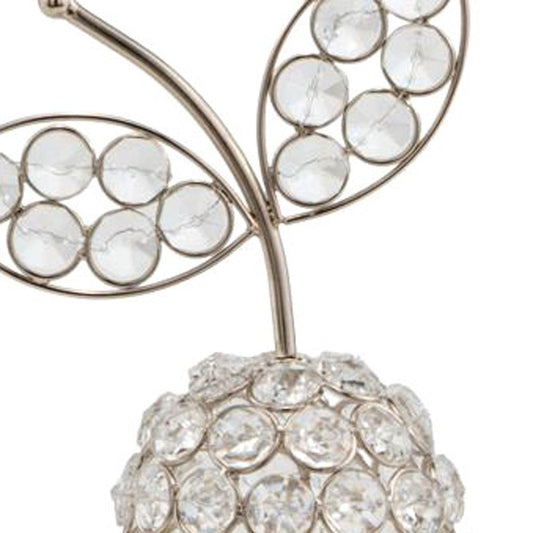18" Silver Faux Crystal and Silver Decorative Pear Tabletop Sculpture