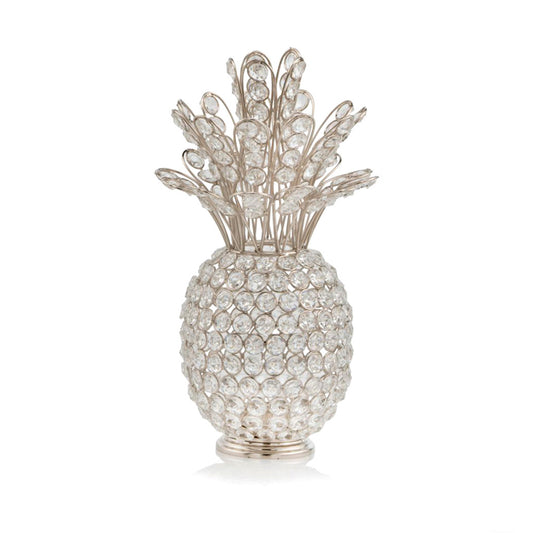 15" Silver Faux Crystal Decorative Pineapple