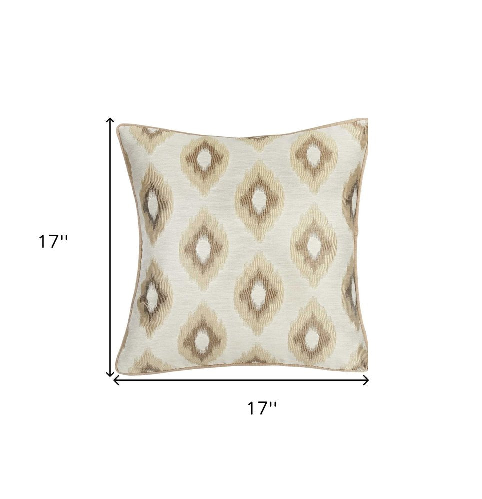 Set of Two 17" Brown And Ivory Fabric And Cotton Blend Throw Pillow Covers