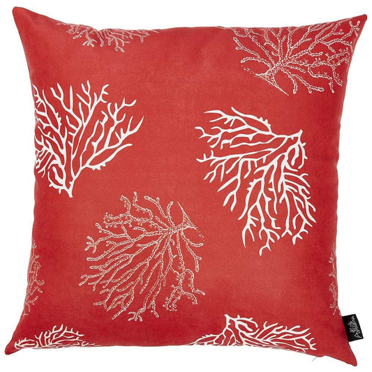 18" Red And White Fabric Throw Pillow Cover