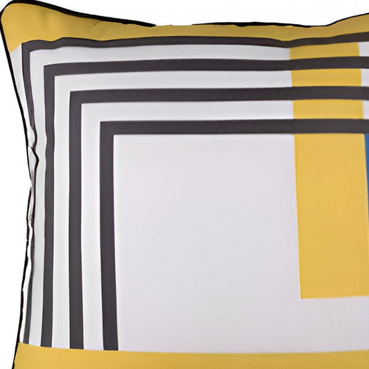 18" Yellow and White Fabrc Throw Pillow Cover