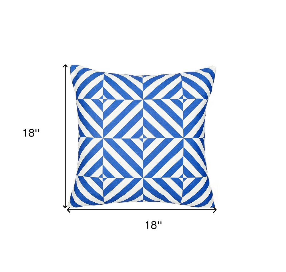 18" Blue And White Fabric Throw Pillow Cover