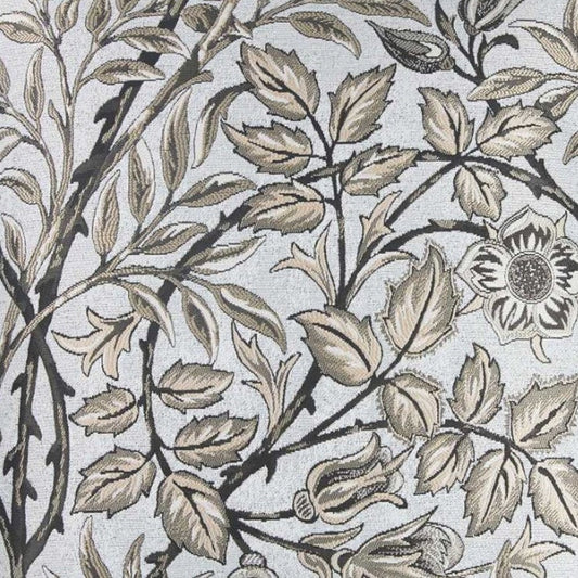 17" Blue Beige and Black Floral Throw Pillow Cover