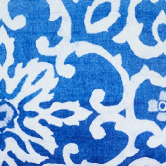 18" Blue and White Damask Throw Pillow Cover