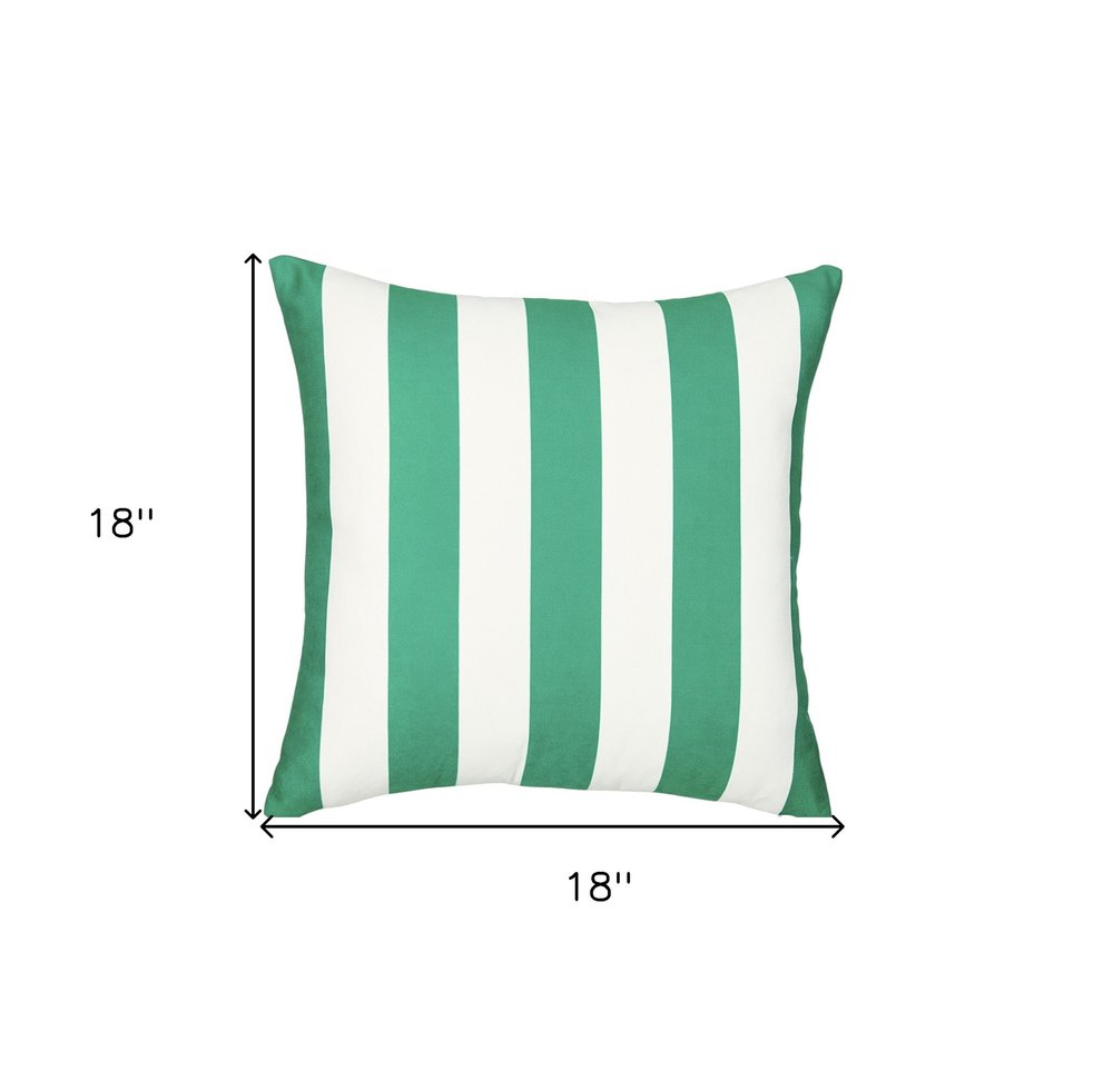 18" Green and White Striped Throw Pillow Cover