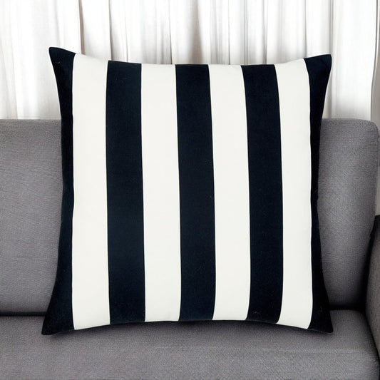 18" Black and White Striped Throw Pillow Cover