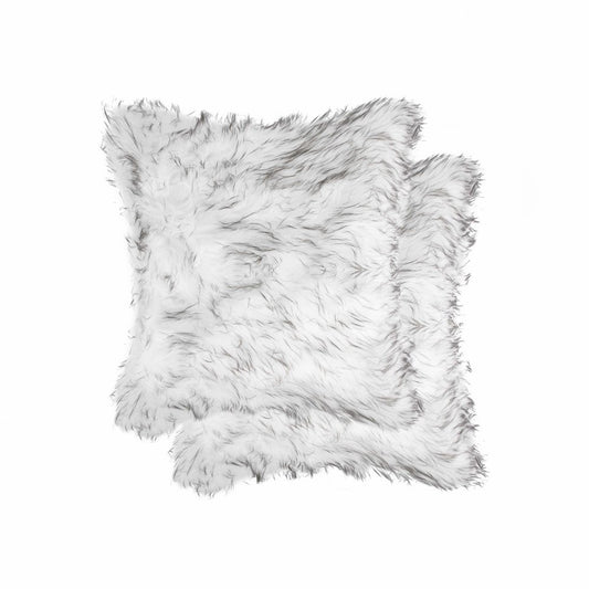 18" X 18" X 5" Gradient Gray Faux Fur 2Pack Pillow