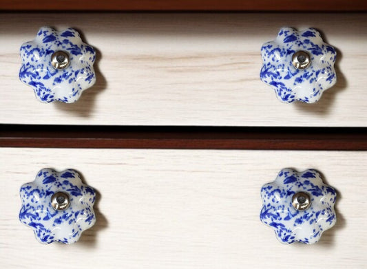 Set of Twelve Blue And White Ceramic Drawer Pull Knobs