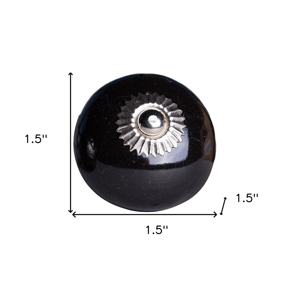 Set of Twelve Black Ceramic Drawer Pull Knobs