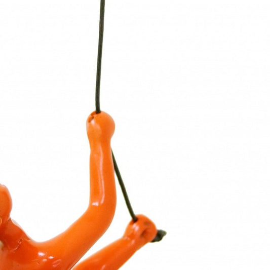 6" X 3" Orange Resin Climbing Man Hanging Dimensional Sculpture