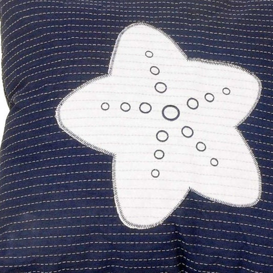 17" Blue and White Linen Throw Pillow