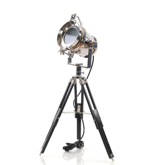 Silver Metal Tripod Floor Lamp With Metal Shade