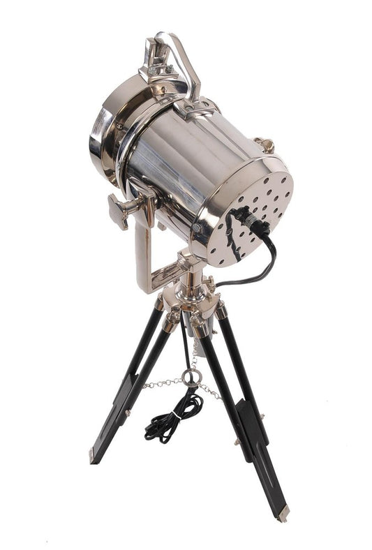 Silver Metal Tripod Floor Lamp With Metal Shade