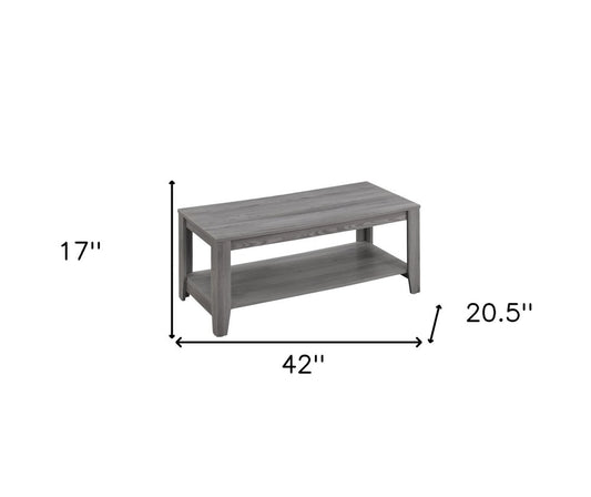 Set of Three 42" Gray Coffee Table With Shelf