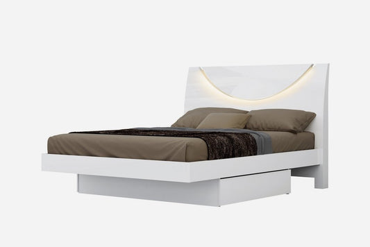 White Solid Wood Queen Bed Frame