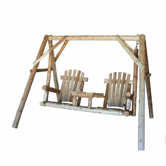 87" Natural Solid Wood Swing Chair