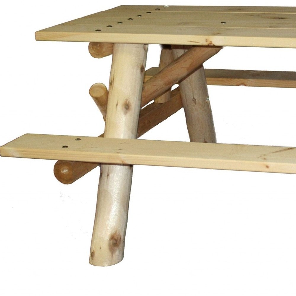 70" Natural Solid Wood Outdoor Picnic Table