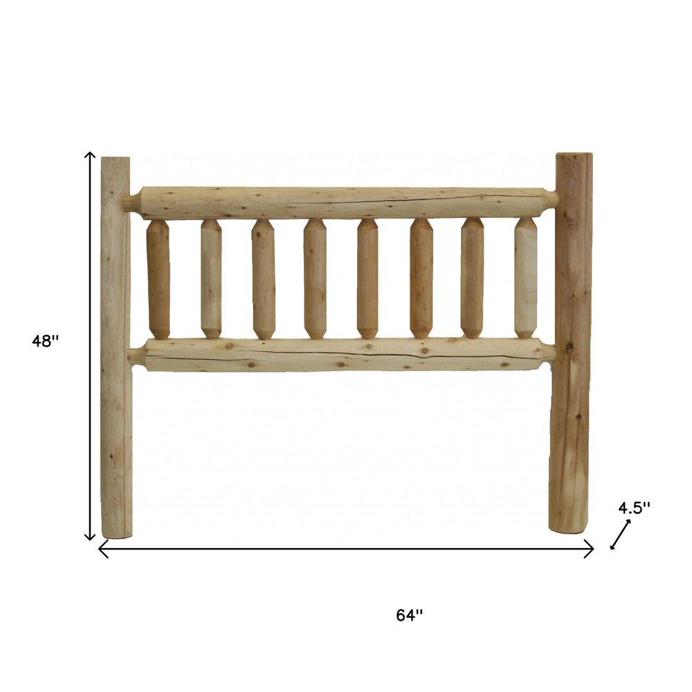 Natural Light Honey Finish Cedar Log Queen Headboard